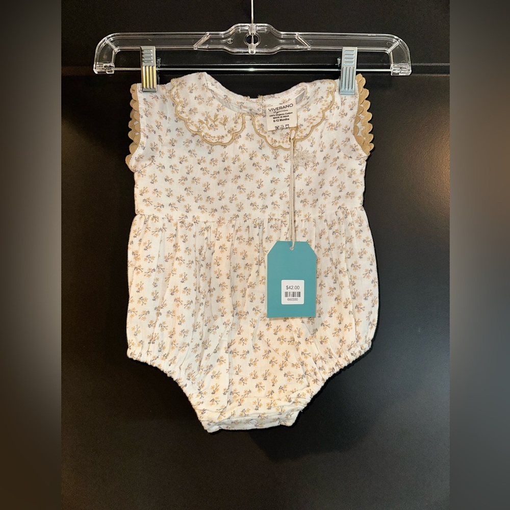 VIVERANO ORGANICS DITSY FLORAL MUSLIN ROMPER